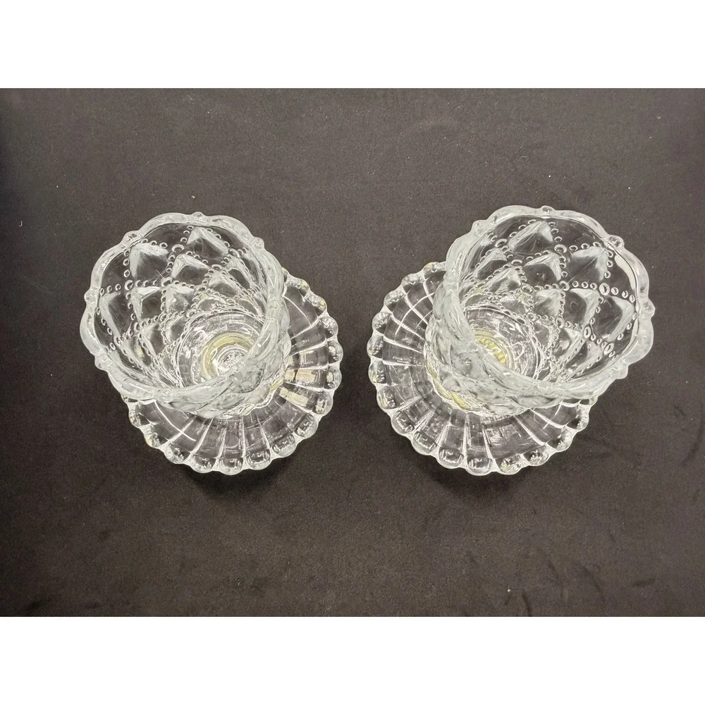 PartyLite Quilted Crystal Pair Votive Candle Holders Retired P9246 Taper Candle